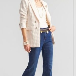 Chico's Cream Textured Blazer Knit NWT